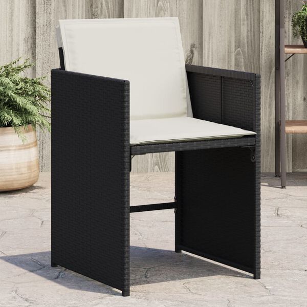 vidaXL Garden Chairs with Cushions 4 pcs Black Poly Rattan
