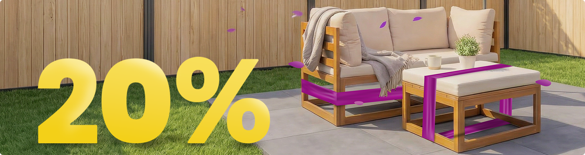 Rattan 3-piece sofa set with cushions and coffee table for outdoor use. Click to shop the collection.