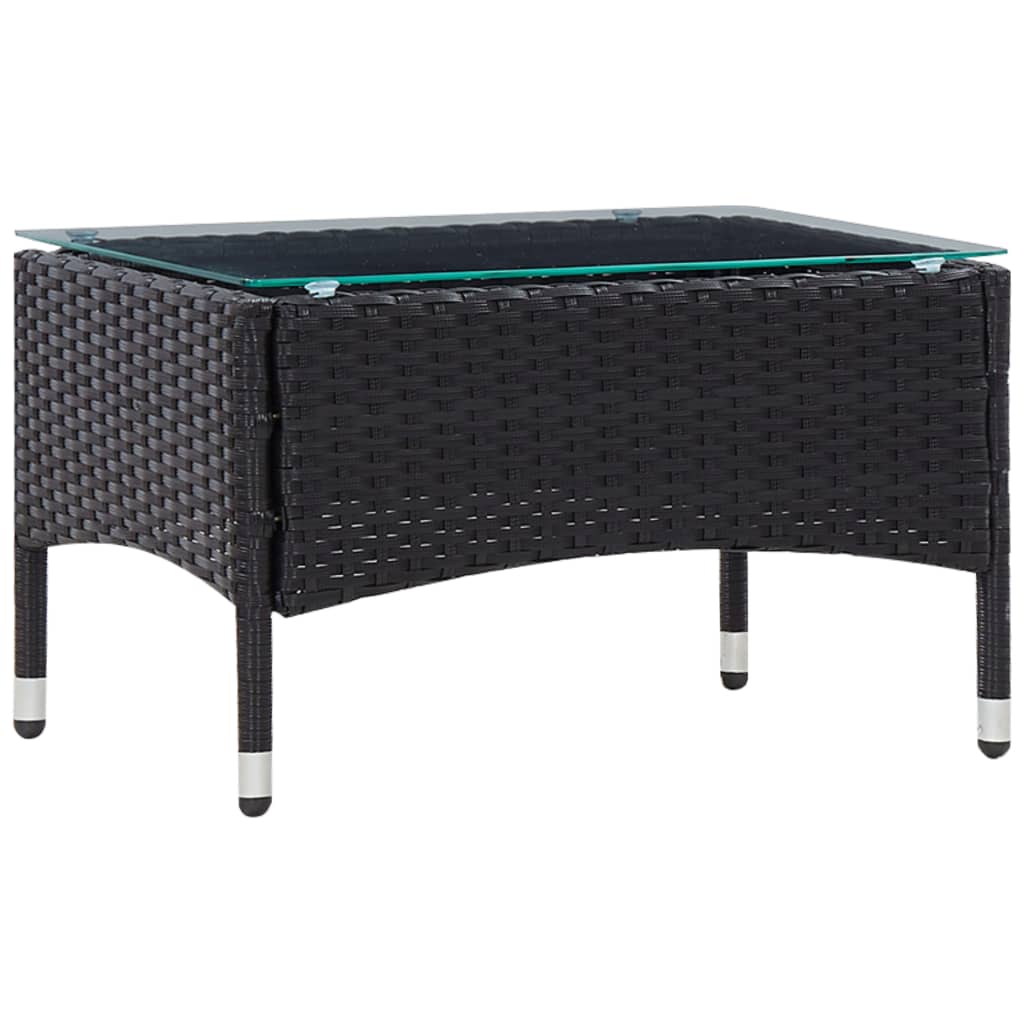 vidaXL 5 Piece Garden Lounge Set With Cushions Poly Rattan Black