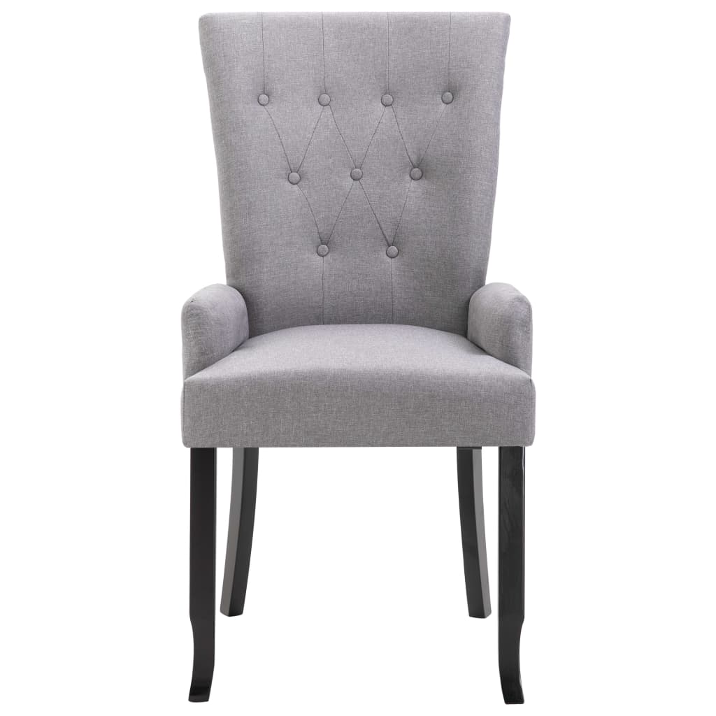 vidaXL Dining Chair with Armrests Light Grey Fabric