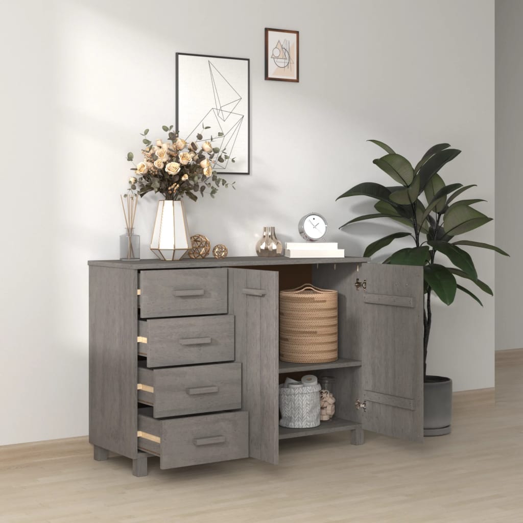 vidaXL Sideboard HAMAR Light Grey 113x40x80 cm Solid Wood Pine