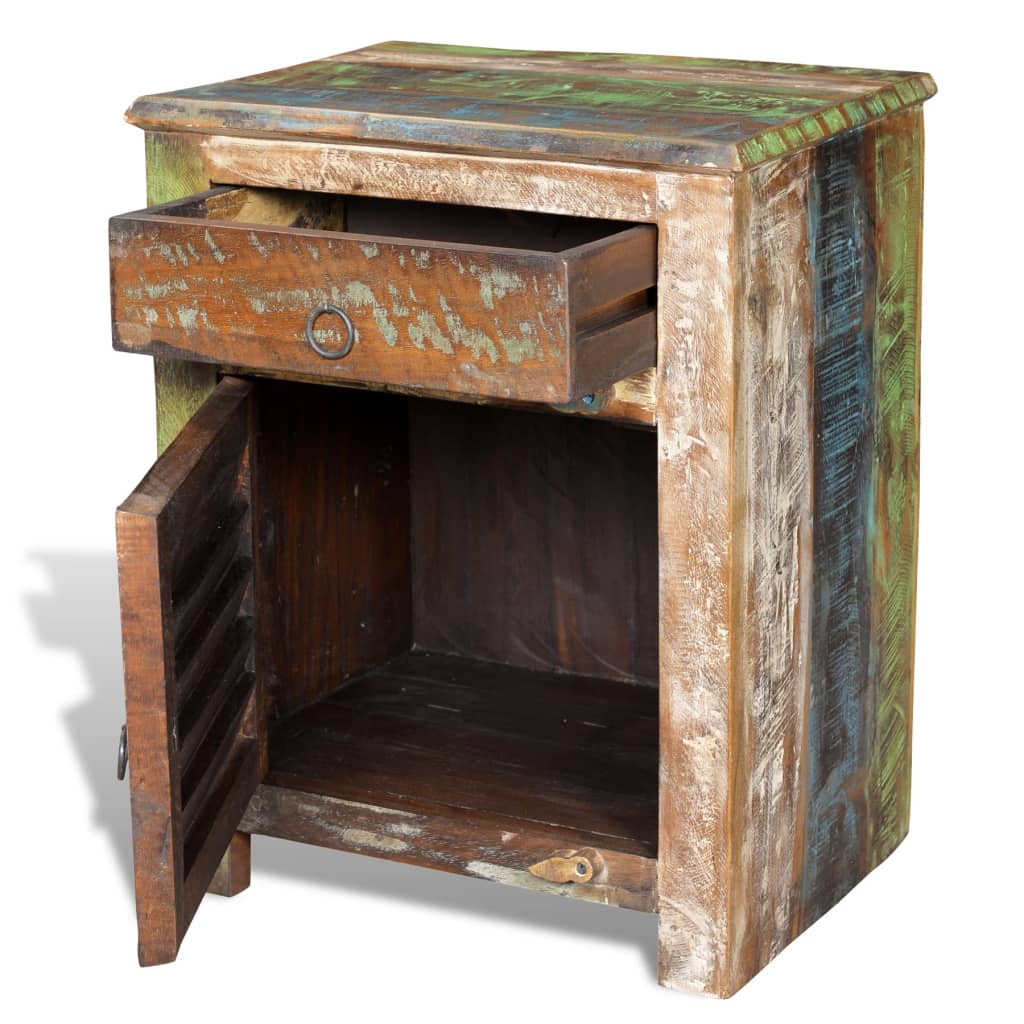 vidaXL End Table with 1 Drawer 1 Door Reclaimed Wood