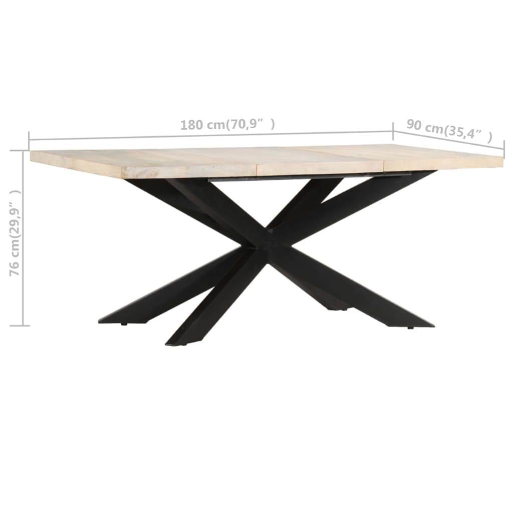 vidaXL Dining Table 180x90x76 cm Solid Bleached Mango Wood