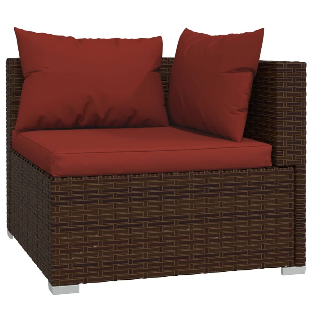 vidaXL 6 Piece Garden Lounge Set with Cushions Poly Rattan Brown