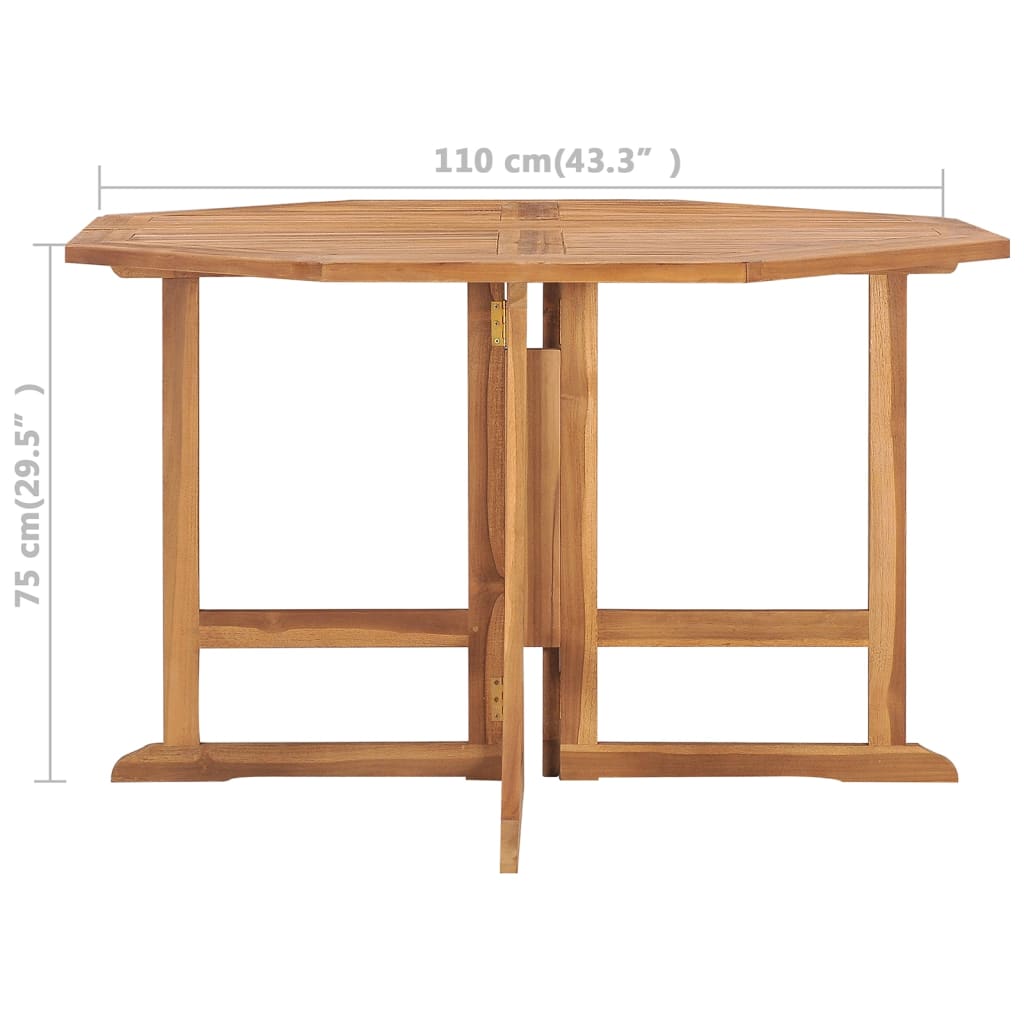 vidaXL Folding Garden Dining Table 110x110x75 cm Solid Wood Teak