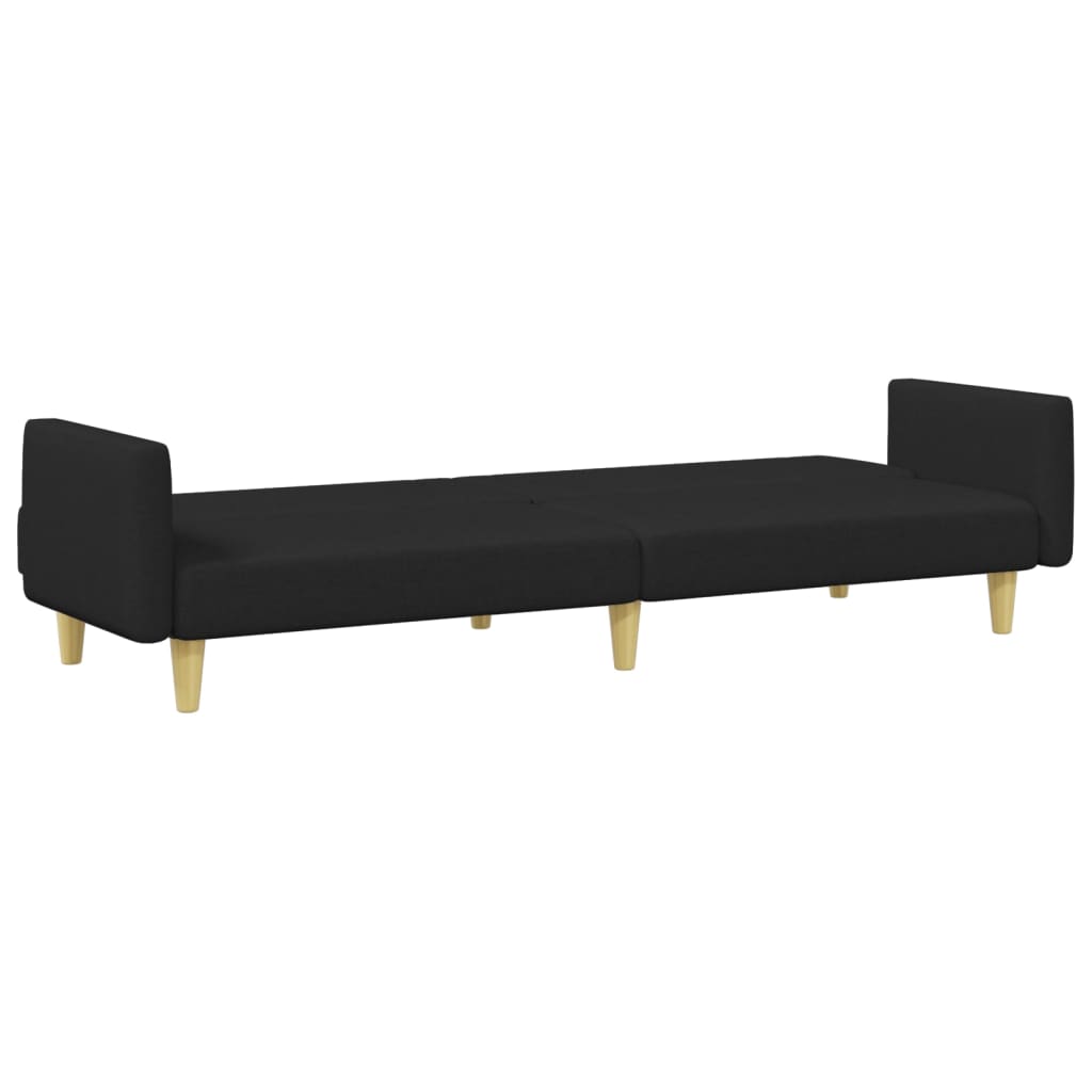 vidaXL 2-Seater Sofa Bed with Footstool Black Fabric