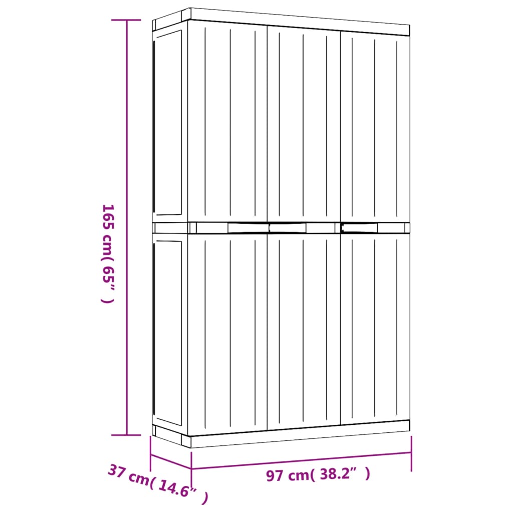 vidaXL Outdoor Storage Cabinet Black 97x37x165 cm PP