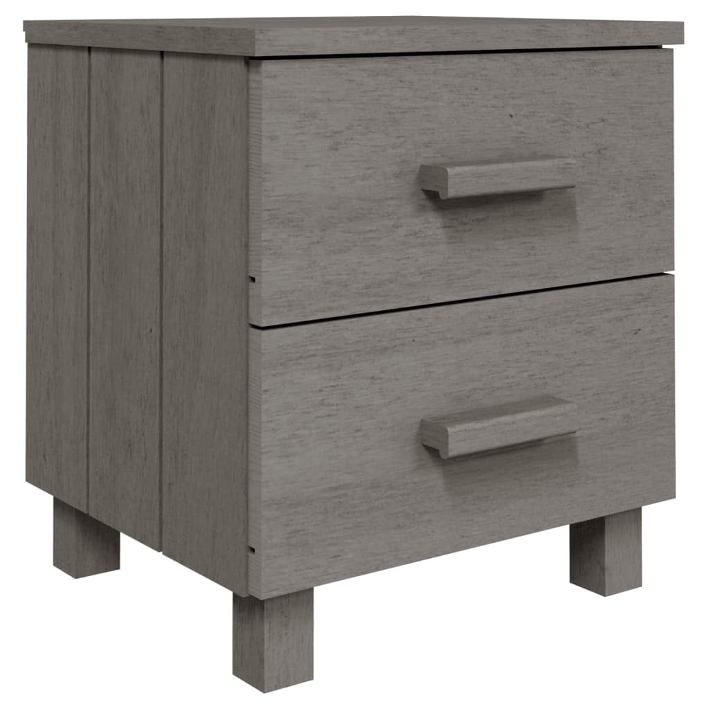 vidaXL Bedside Cabinets HAMAR 2 pcs Light Grey 40x35x44.5cm Solid Wood