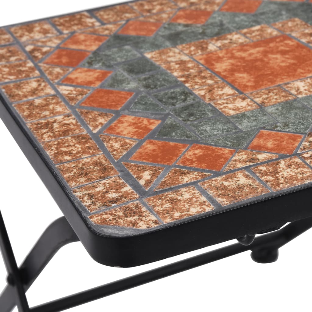 vidaXL 3 Piece Mosaic Bistro Set Ceramic Tile Orange/Grey