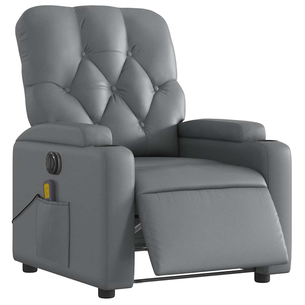 vidaXL Electric Massage Recliner Chair Grey Faux Leather