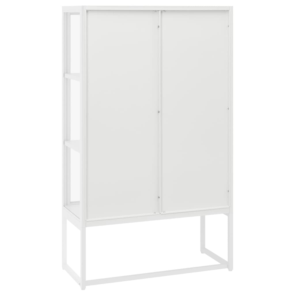 vidaXL Highboard White 80x35x135 cm Steel and Tempered Glass