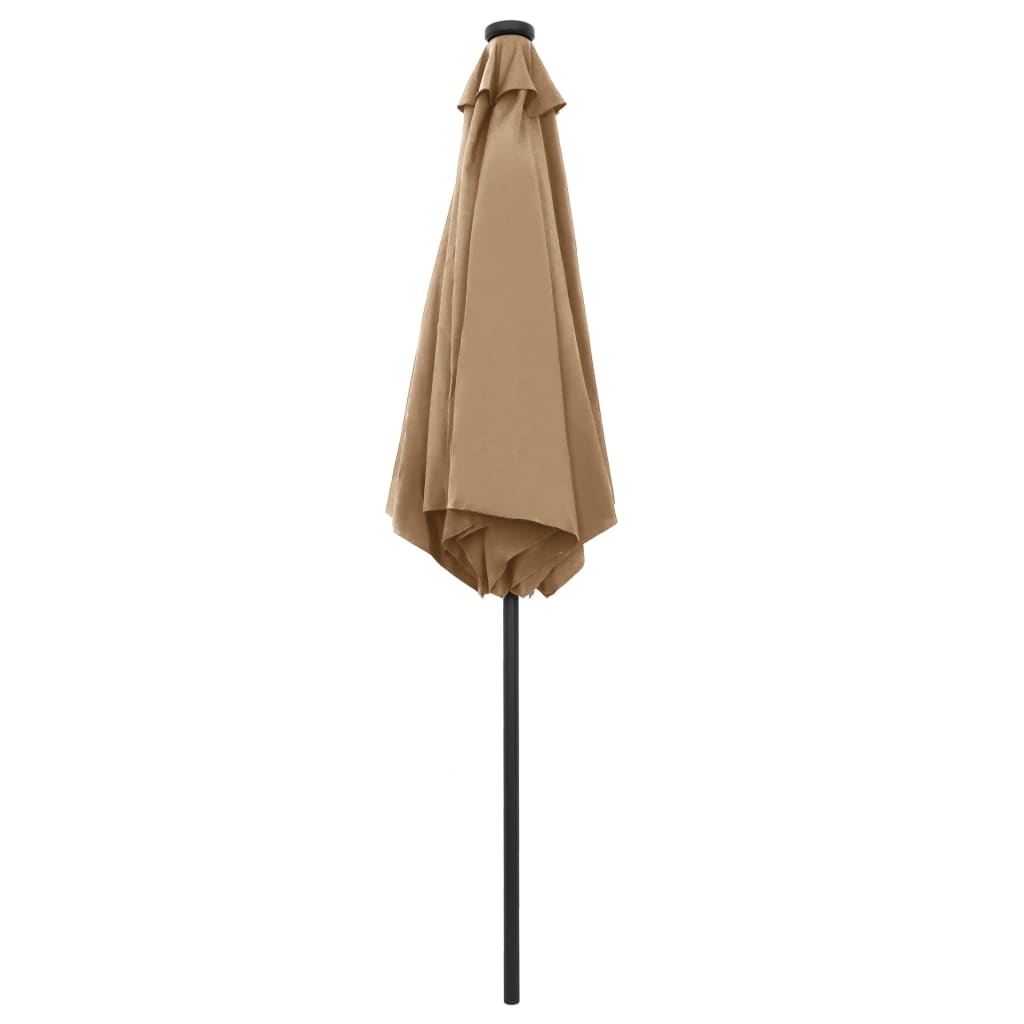 vidaXL Parasol with LED Lights and Aluminium Pole 270 cm Taupe