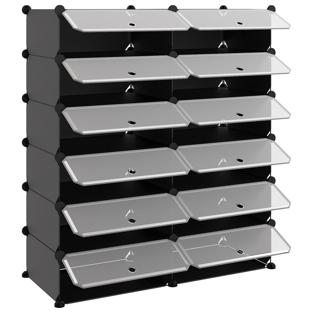 vidaXL Shoe Rack Black 94.5x36.5x106 cm PP