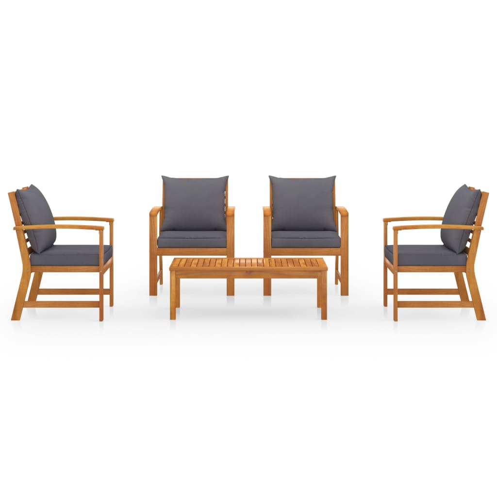 vidaXL 5 Piece Garden Lounge Set with Cushion Solid Acacia Wood
