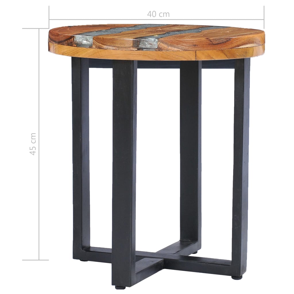 vidaXL Coffee Table 40x45 cm Solid Teak Wood and Polyresin