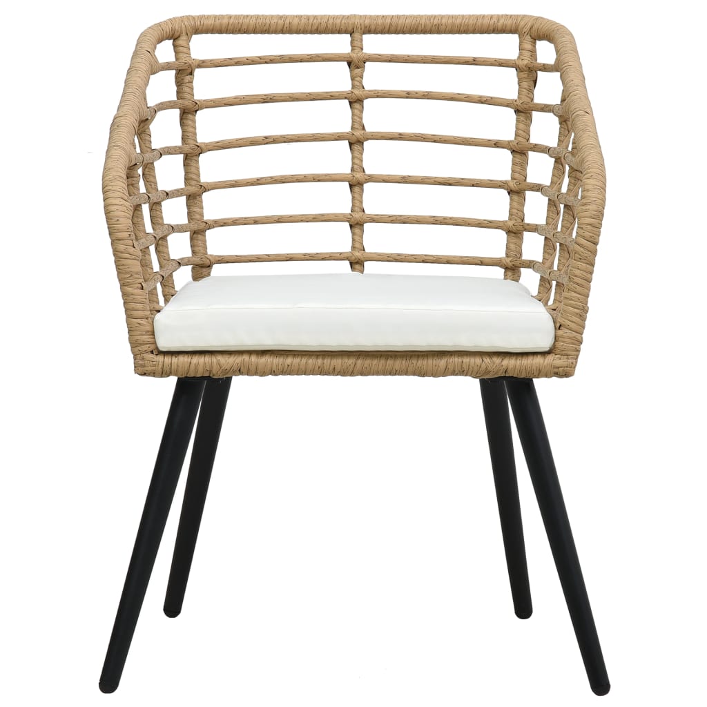 vidaXL Garden Chairs with Cushions 2 pcs Poly Rattan Oak