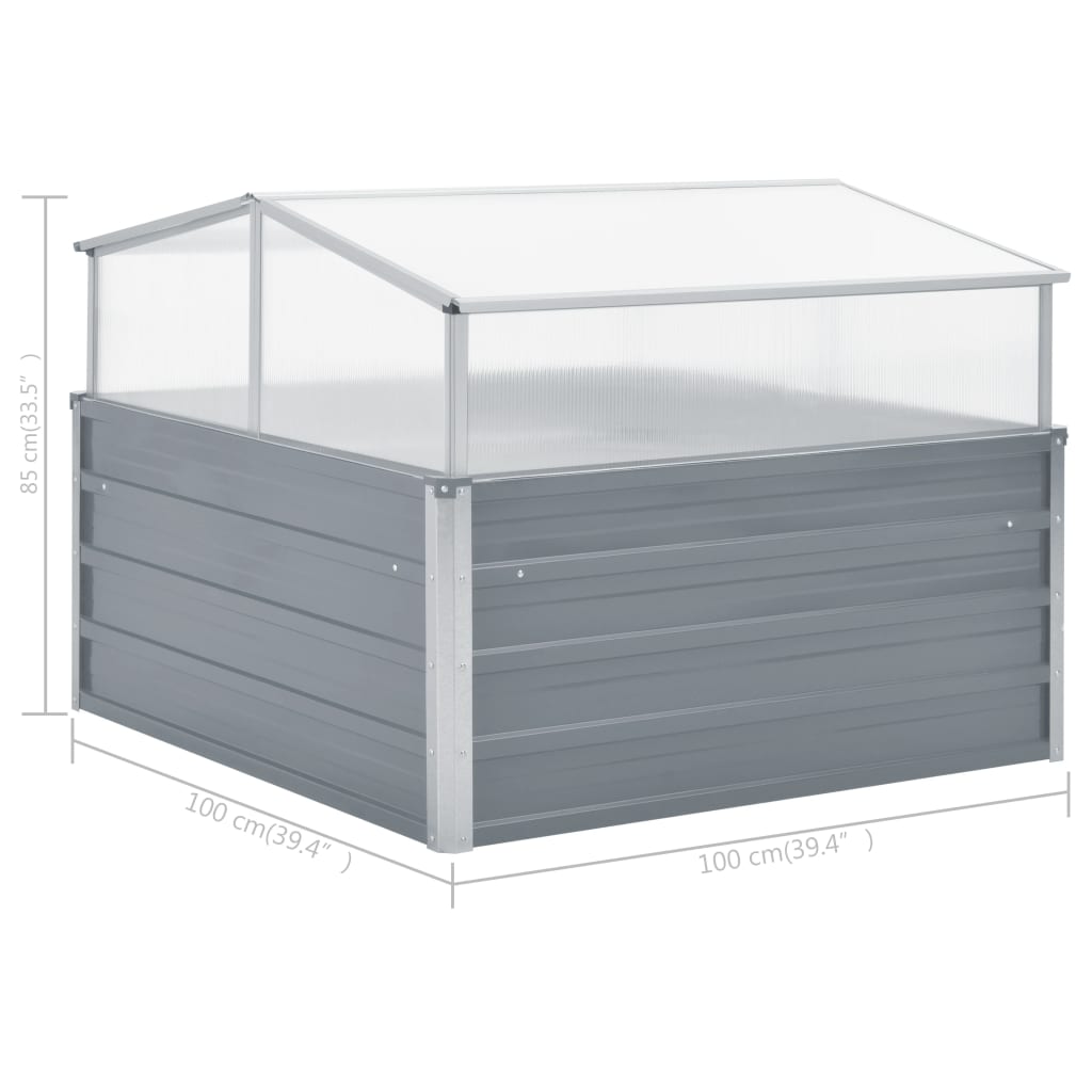 vidaXL Greenhouse 100x100x85 cm Galvanised Steel Grey