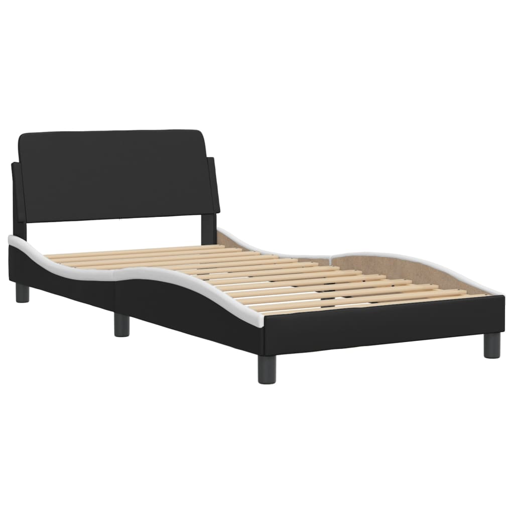 vidaXL Bed Frame without Mattress Black and White 100x190 cm Faux Leather