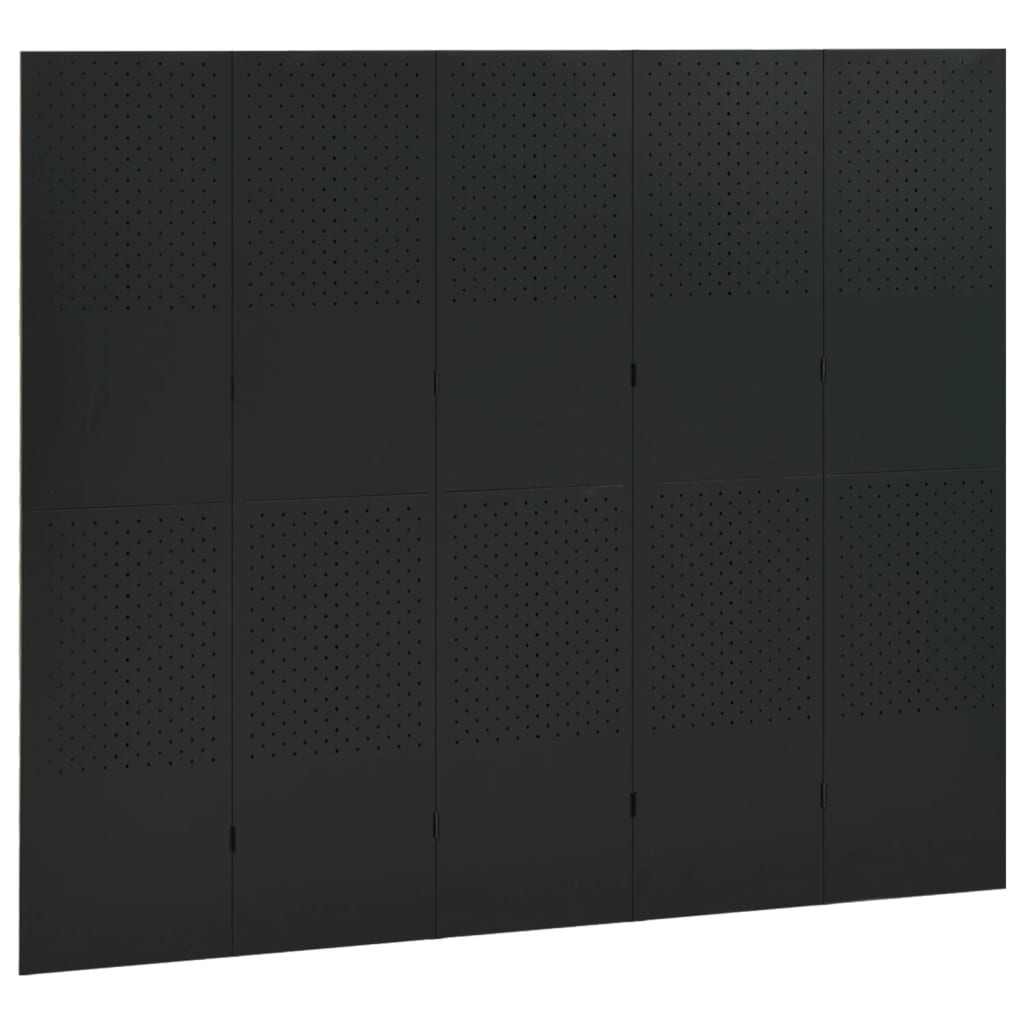 vidaXL 5-Panel Room Divider Black 200x180 cm Steel