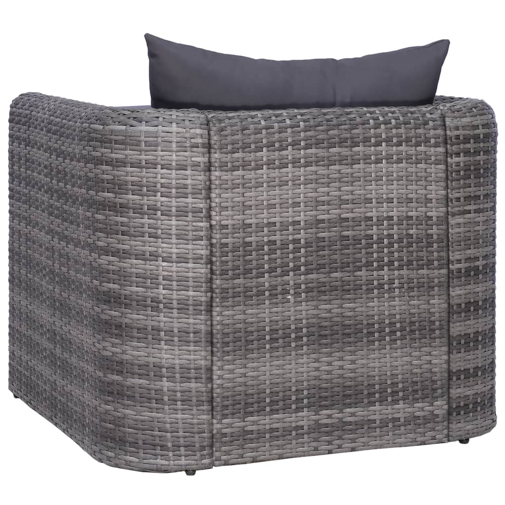 vidaXL Garden Chair with Cushion and Pillow Poly Rattan Grey