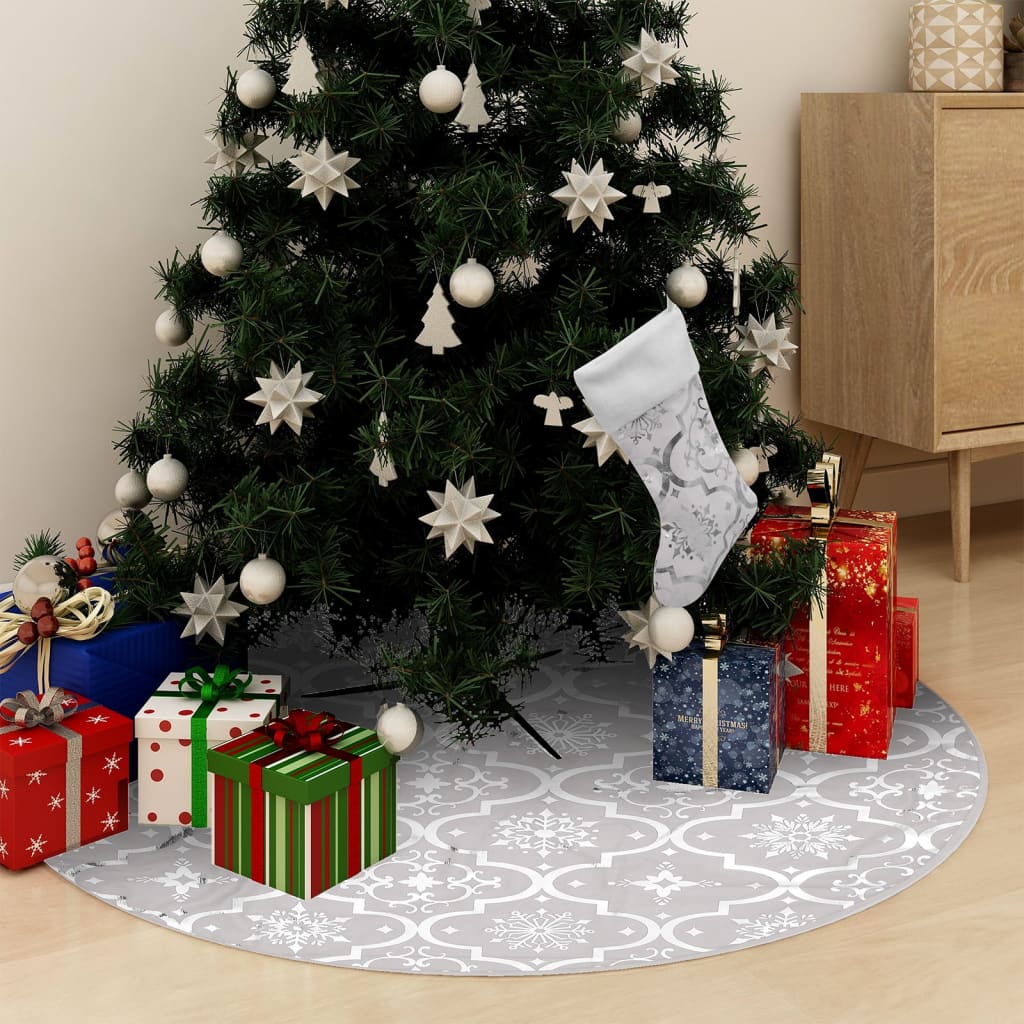 vidaXL Luxury Christmas Tree Skirt with Sock White 150 cm Fabric