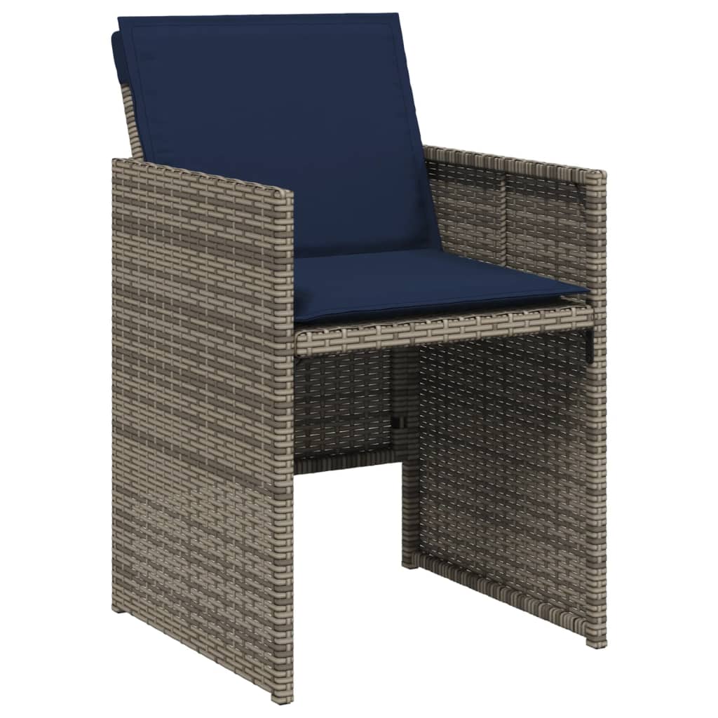 vidaXL 11 Piece Garden Dining Set with Cushions Grey Poly Rattan