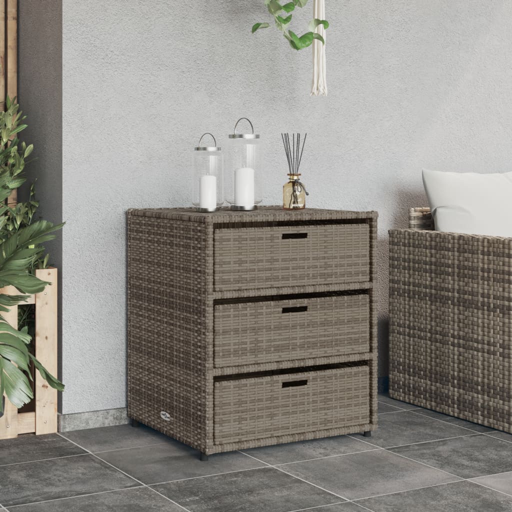 vidaXL Garden Storage Cabinet Grey 55x59x69 cm Poly Rattan