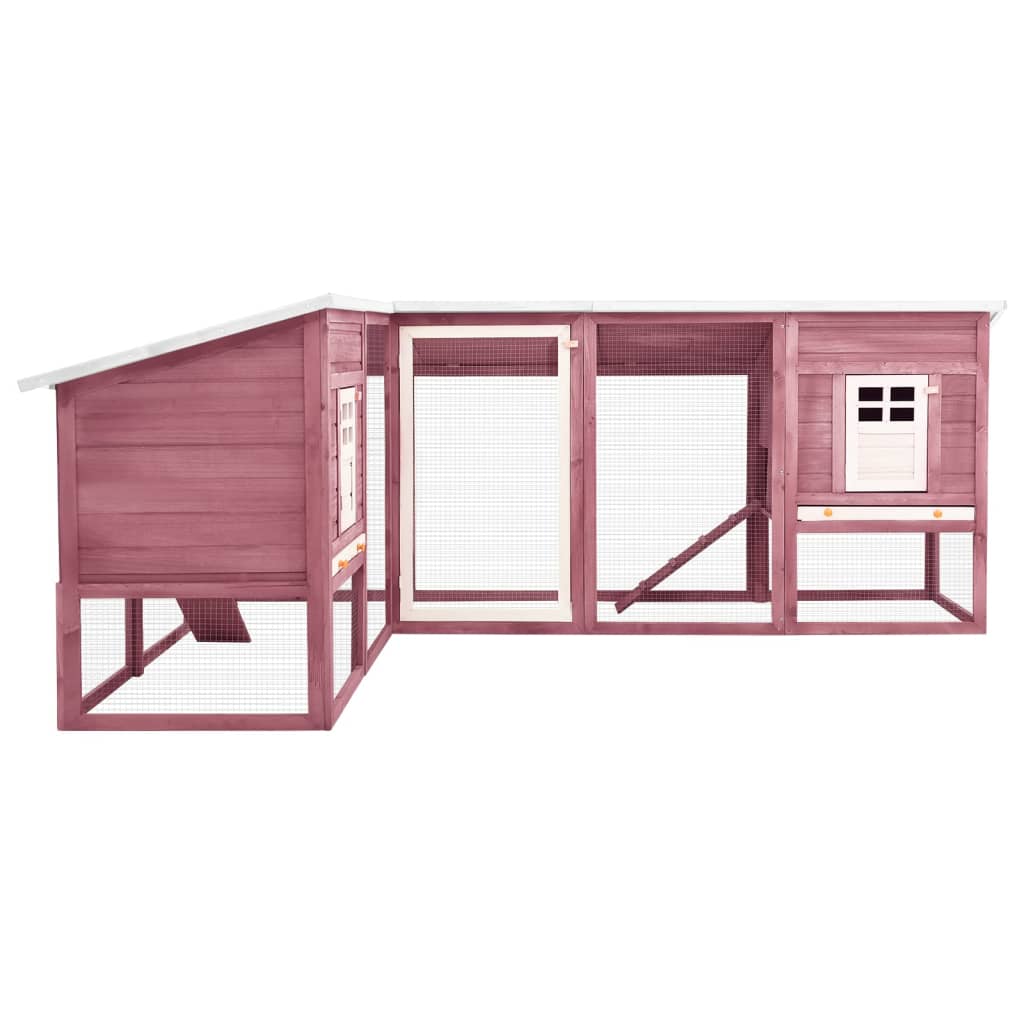 vidaXL Outdoor Rabbit Hutch with Run Mocca and White Solid Fir Wood