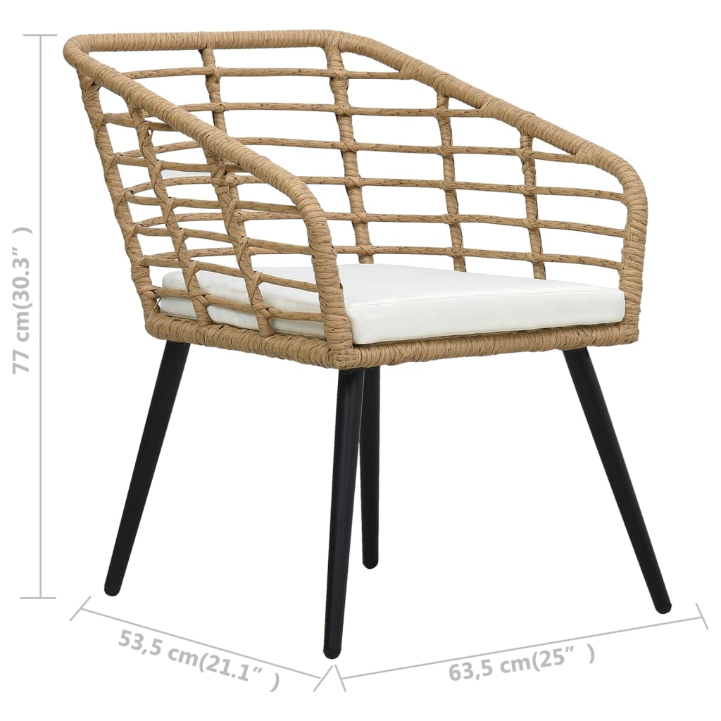 vidaXL Garden Chairs with Cushions 2 pcs Poly Rattan Oak