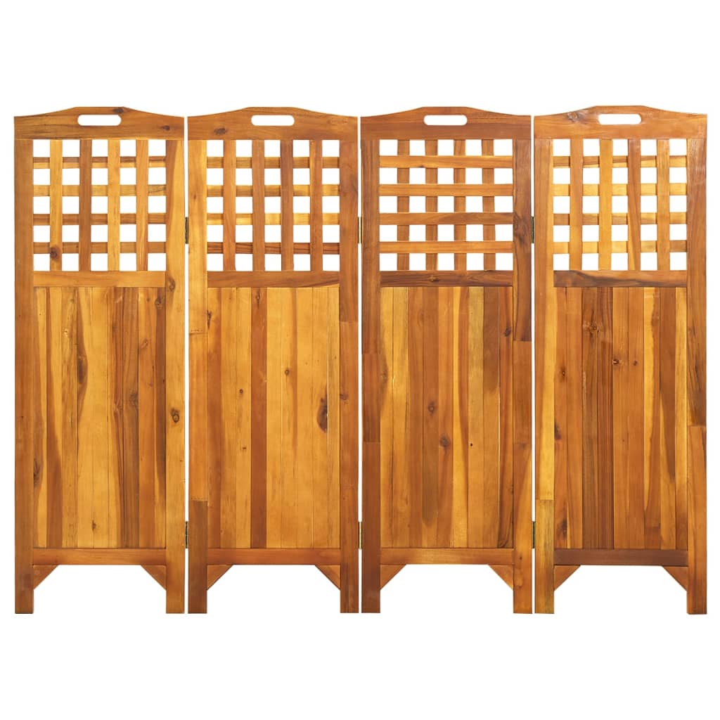 vidaXL 4-Panel Room Divider 161x2x120 cm Solid Acacia Wood