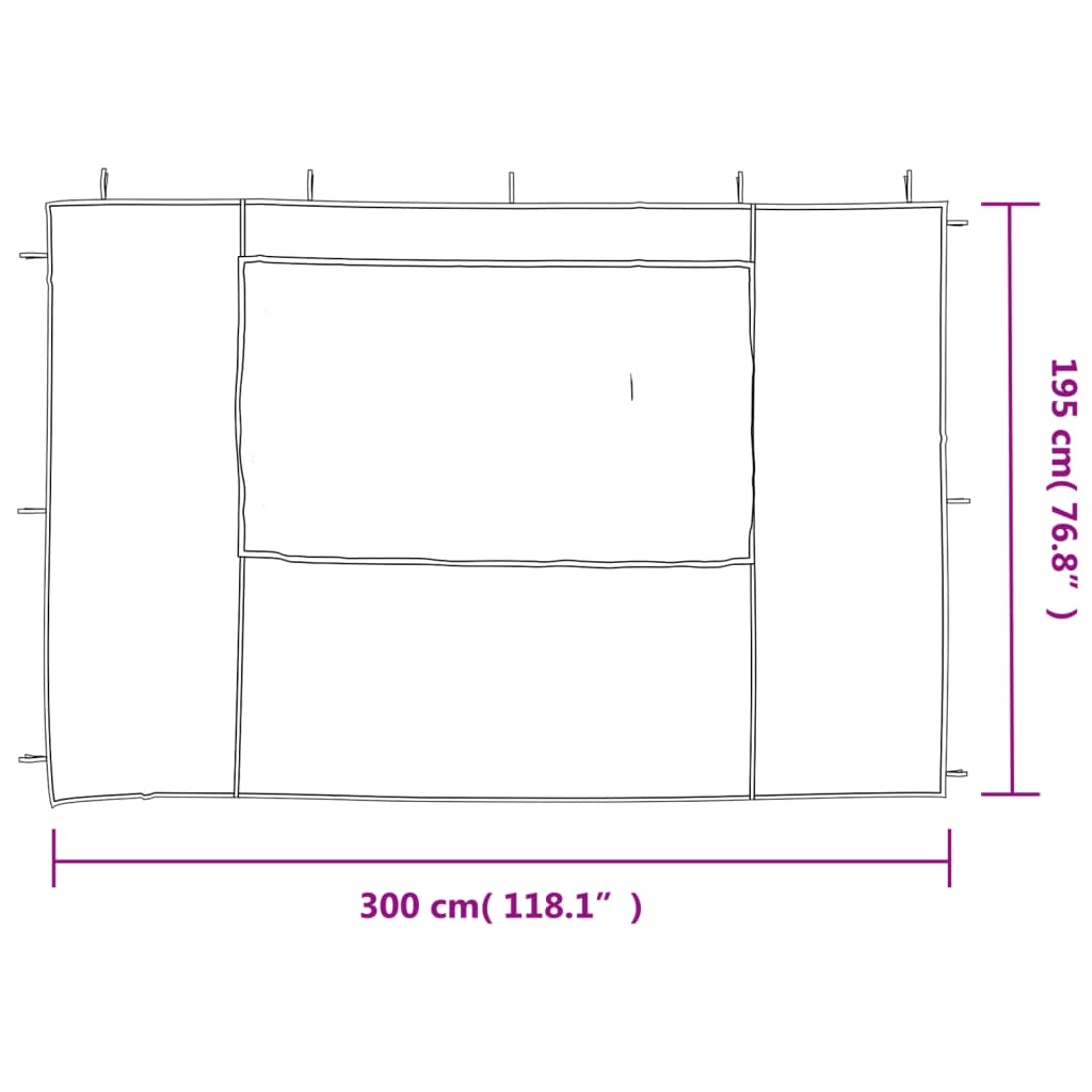 vidaXL Party Tent Sidewall 2 pcs with Window PE Green