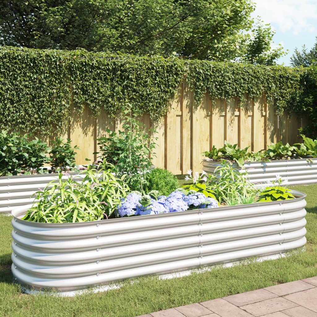 vidaXL Garden Raised Bed 240x80x44 cm Galvanised Steel Silver