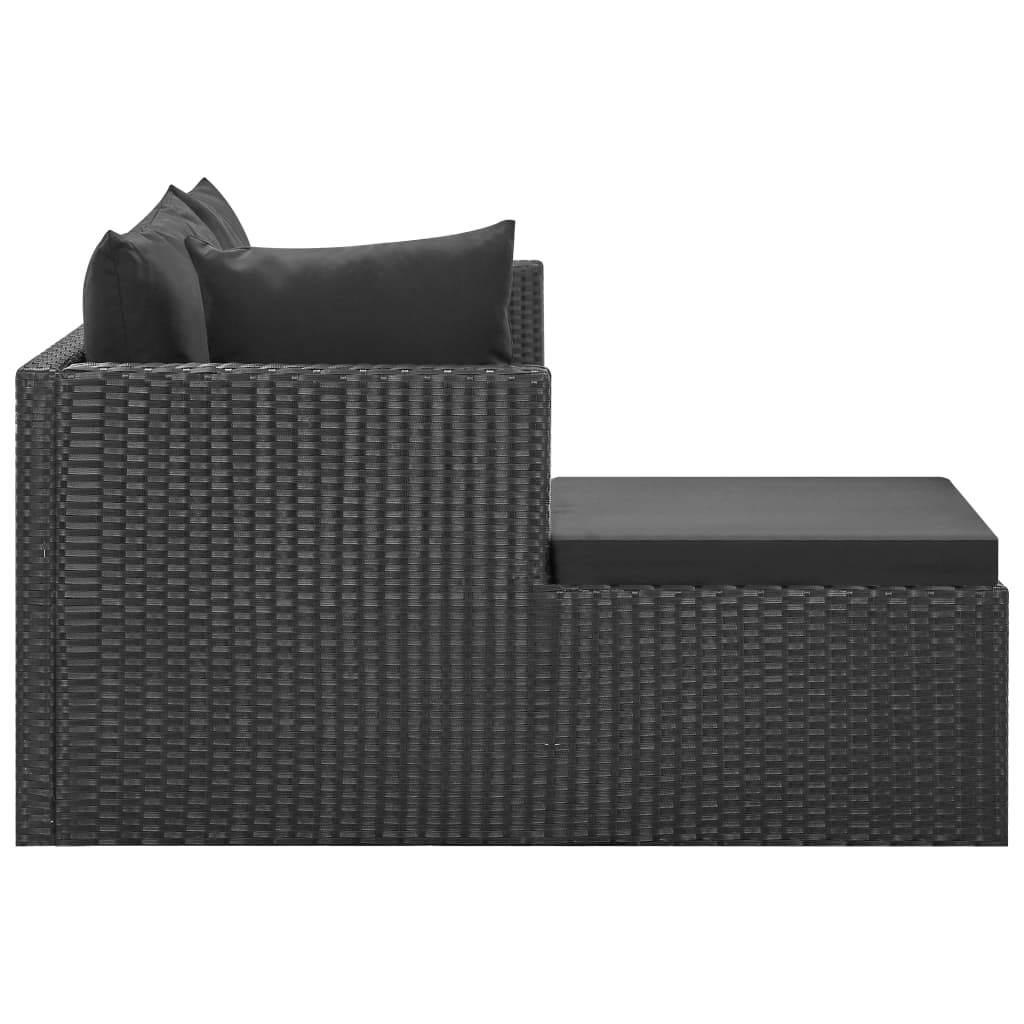 vidaXL 4 Piece Garden Lounge Set Black with Cushions Poly Rattan