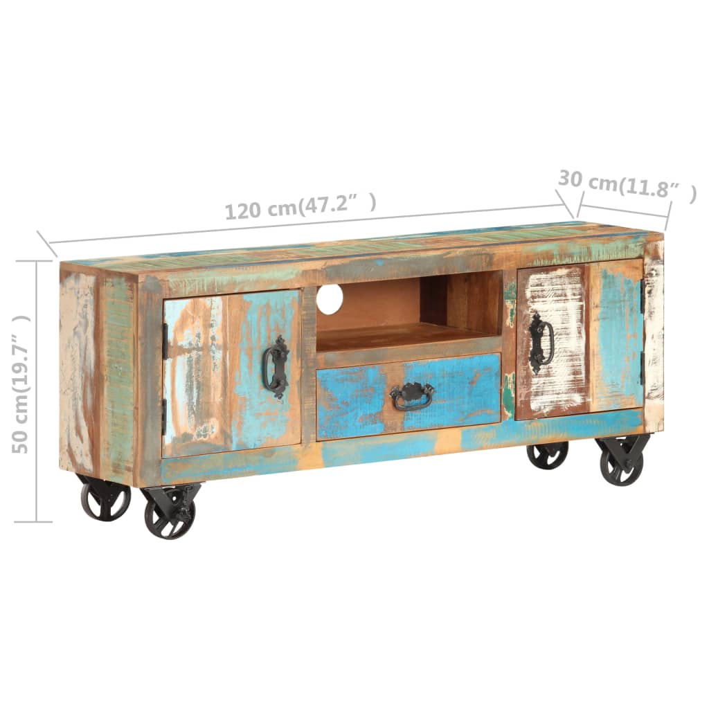 vidaXL TV Cabinet 120x30x50 cm Solid Reclaimed Wood