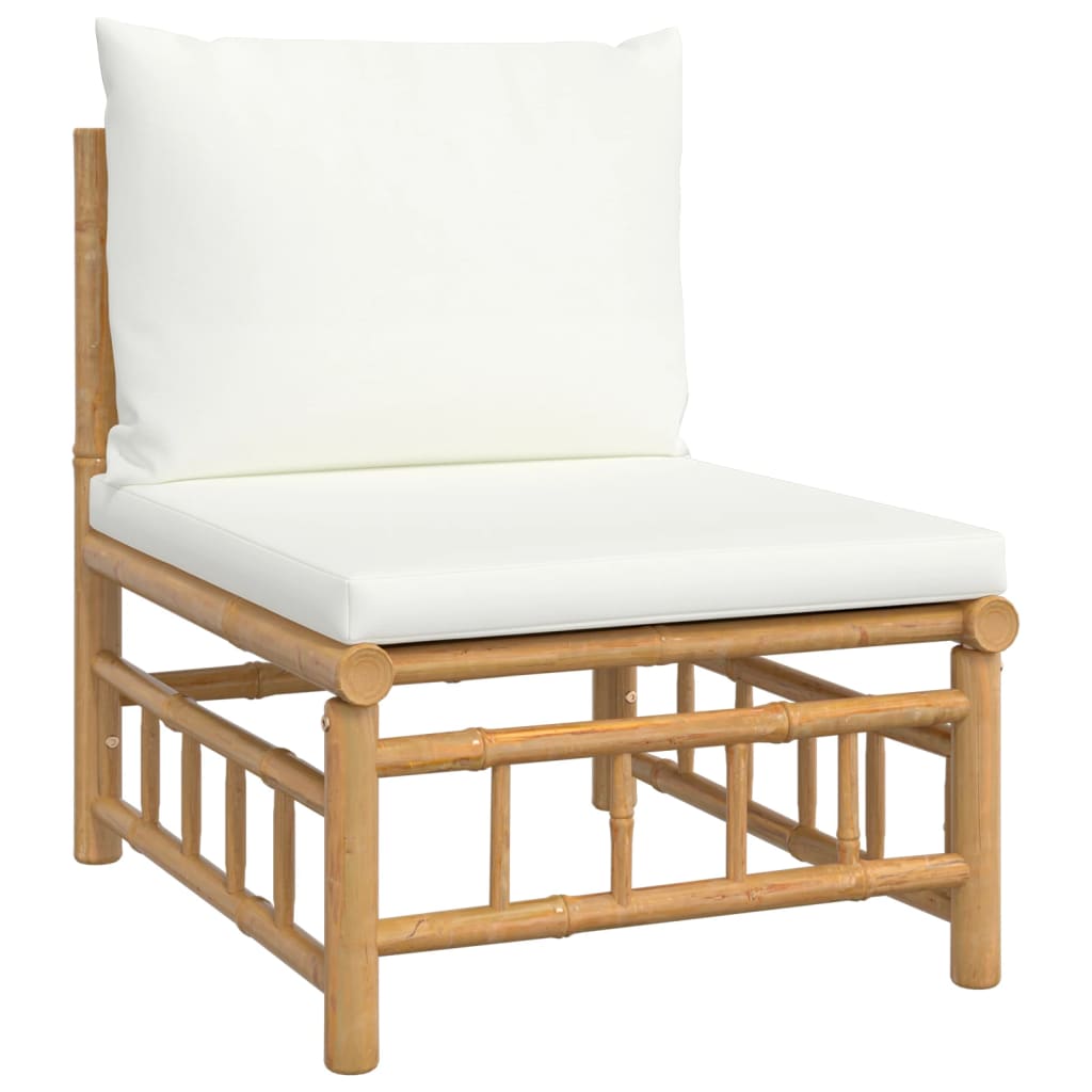 vidaXL 12 Piece Garden Lounge Set with Cream White Cushions Bamboo