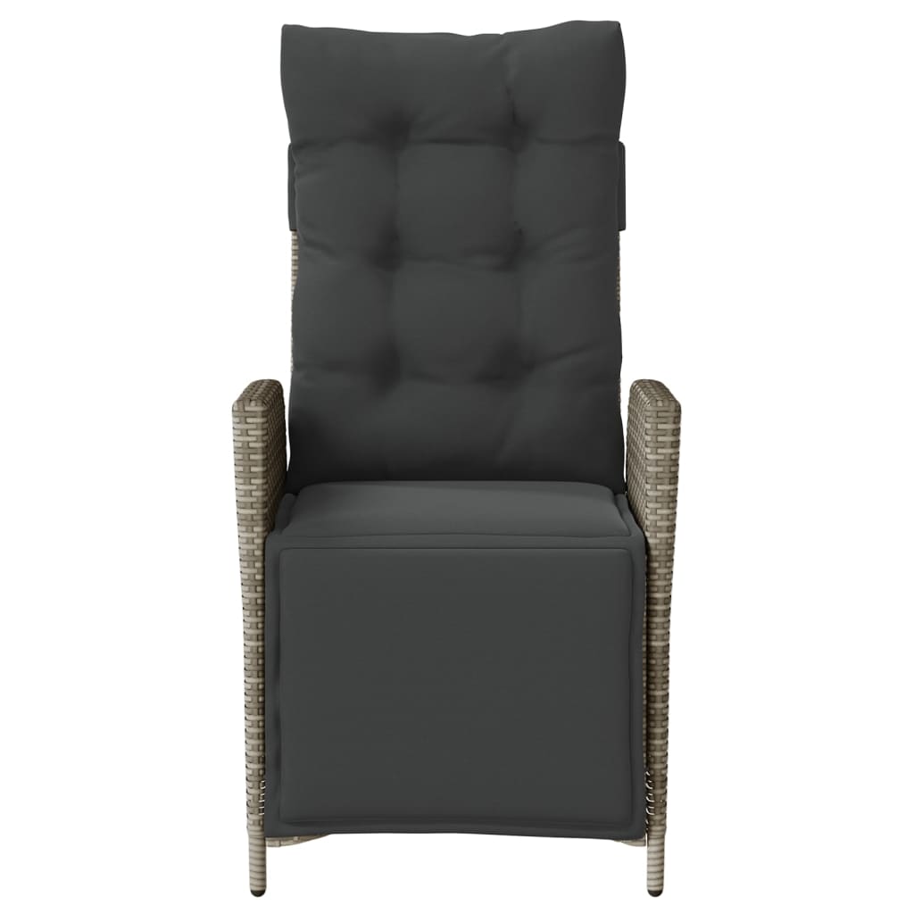 vidaXL 3 Piece Bistro Set with Cushions Grey Poly Rattan