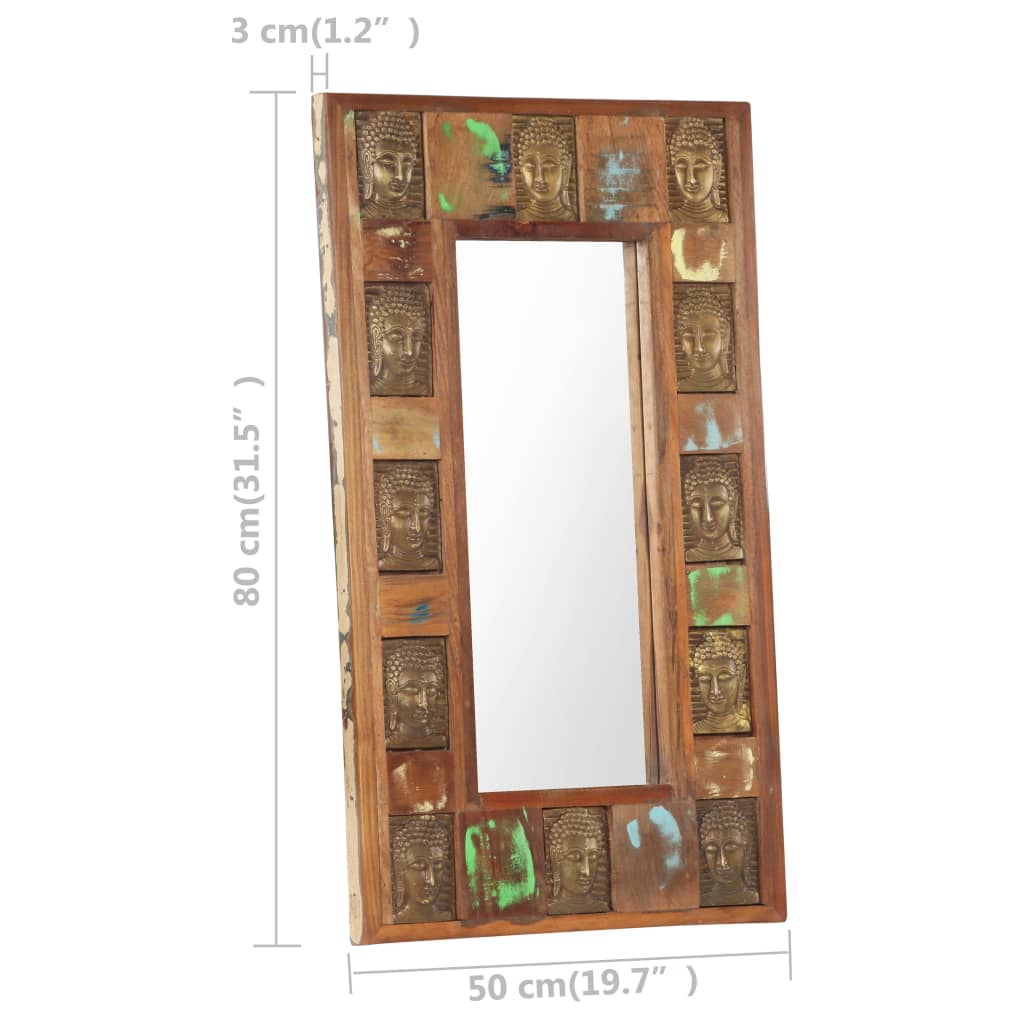 vidaXL Mirror with Buddha Cladding 50x80 cm Solid Reclaimed Wood