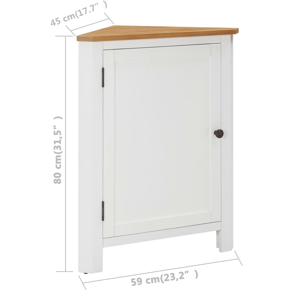 vidaXL Corner Cabinet 59x45x80 cm Solid Oak Wood