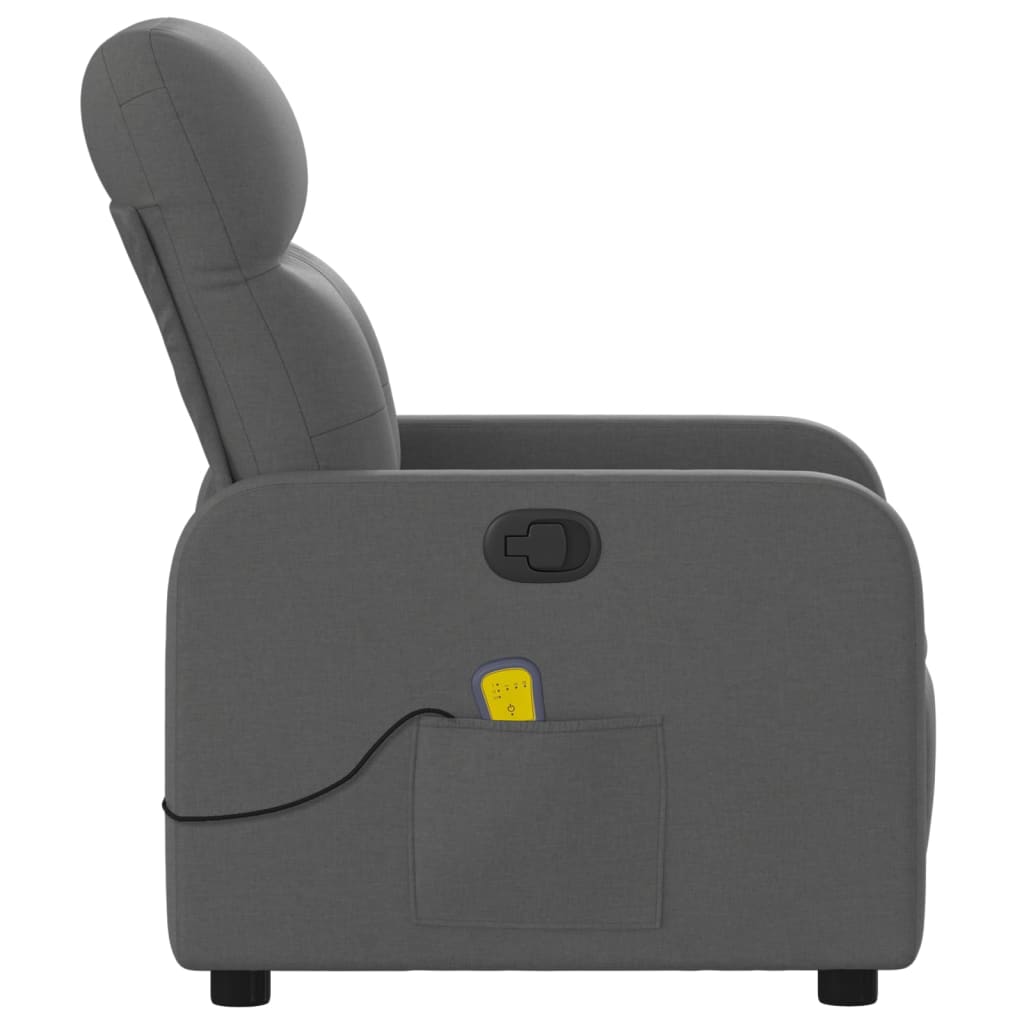 vidaXL Massage Recliner Chair Dark Grey Fabric