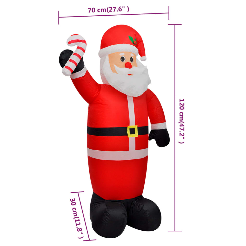 vidaXL Christmas Inflatable Santa Claus with LEDs 120 cm
