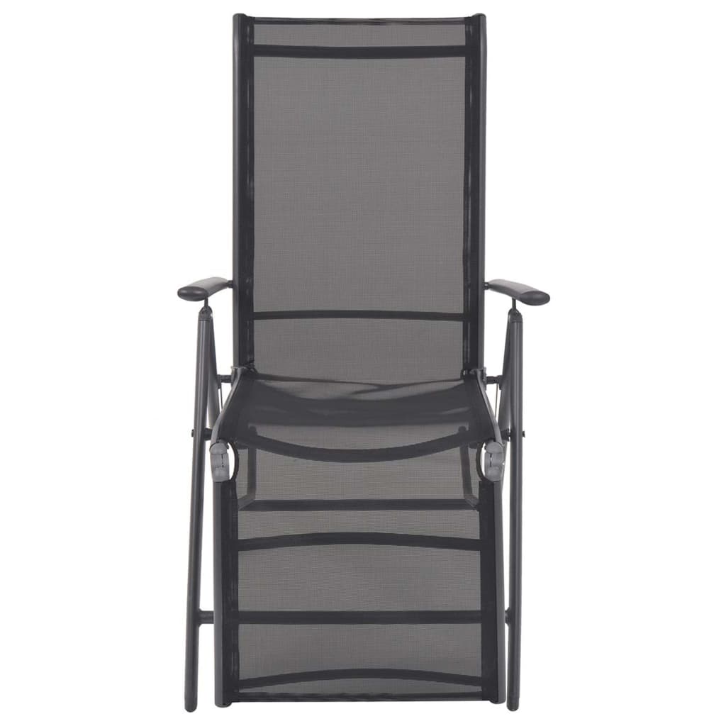 vidaXL Reclining Deck Chair Aluminium and Textilene Black