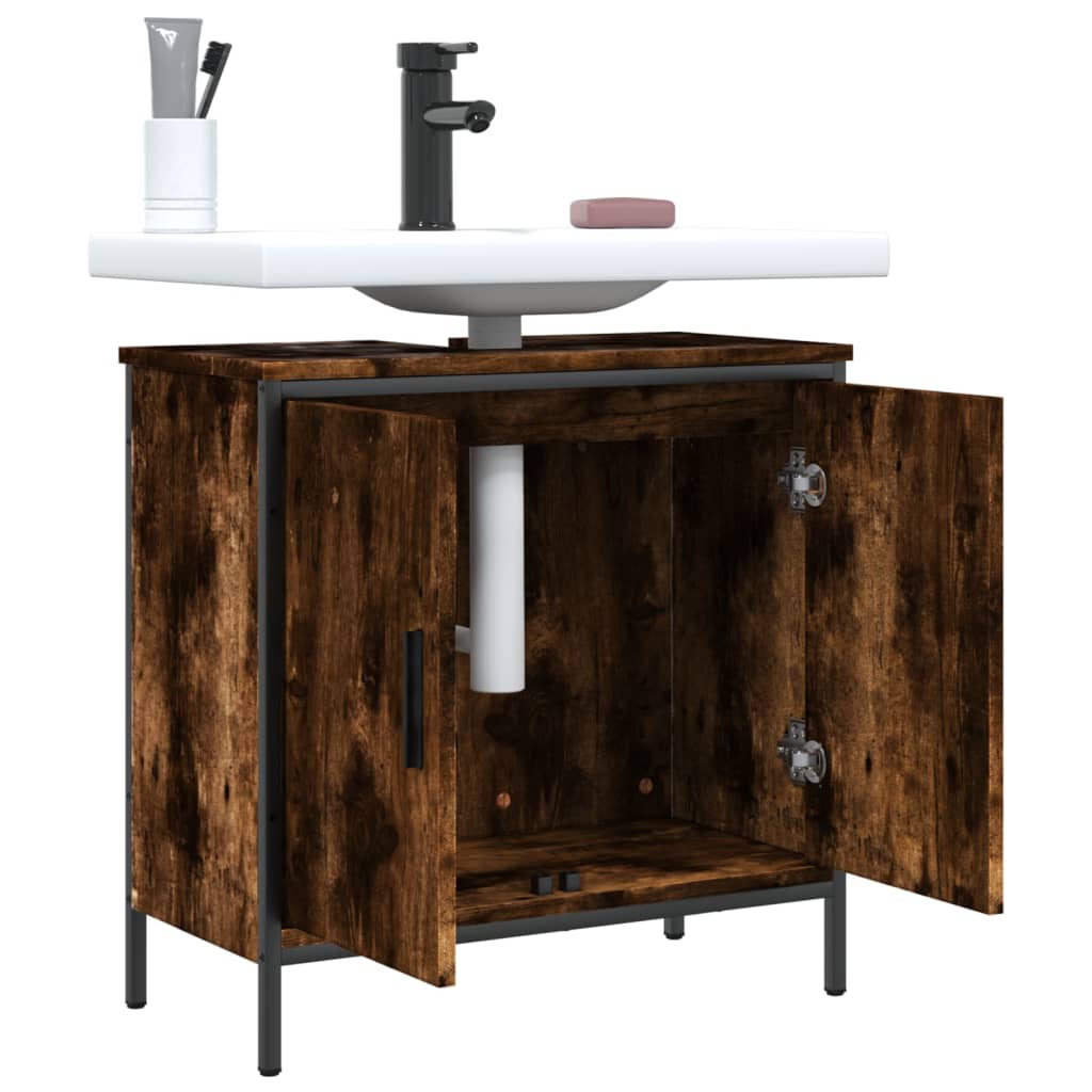 vidaXL Bathroom Sink Cabinet Smoked Oak 60x30x60 cm Engineered Wood