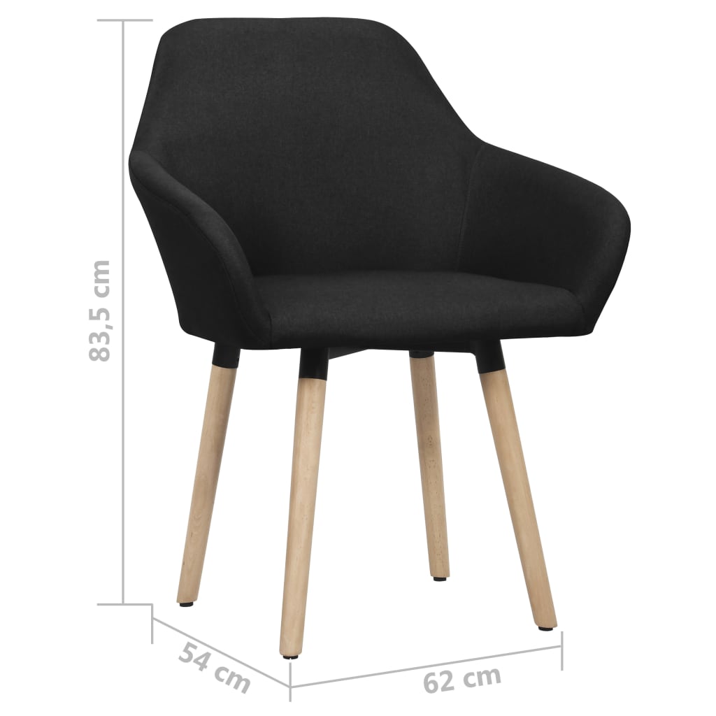 vidaXL Dining Chairs 2 pcs Black Fabric