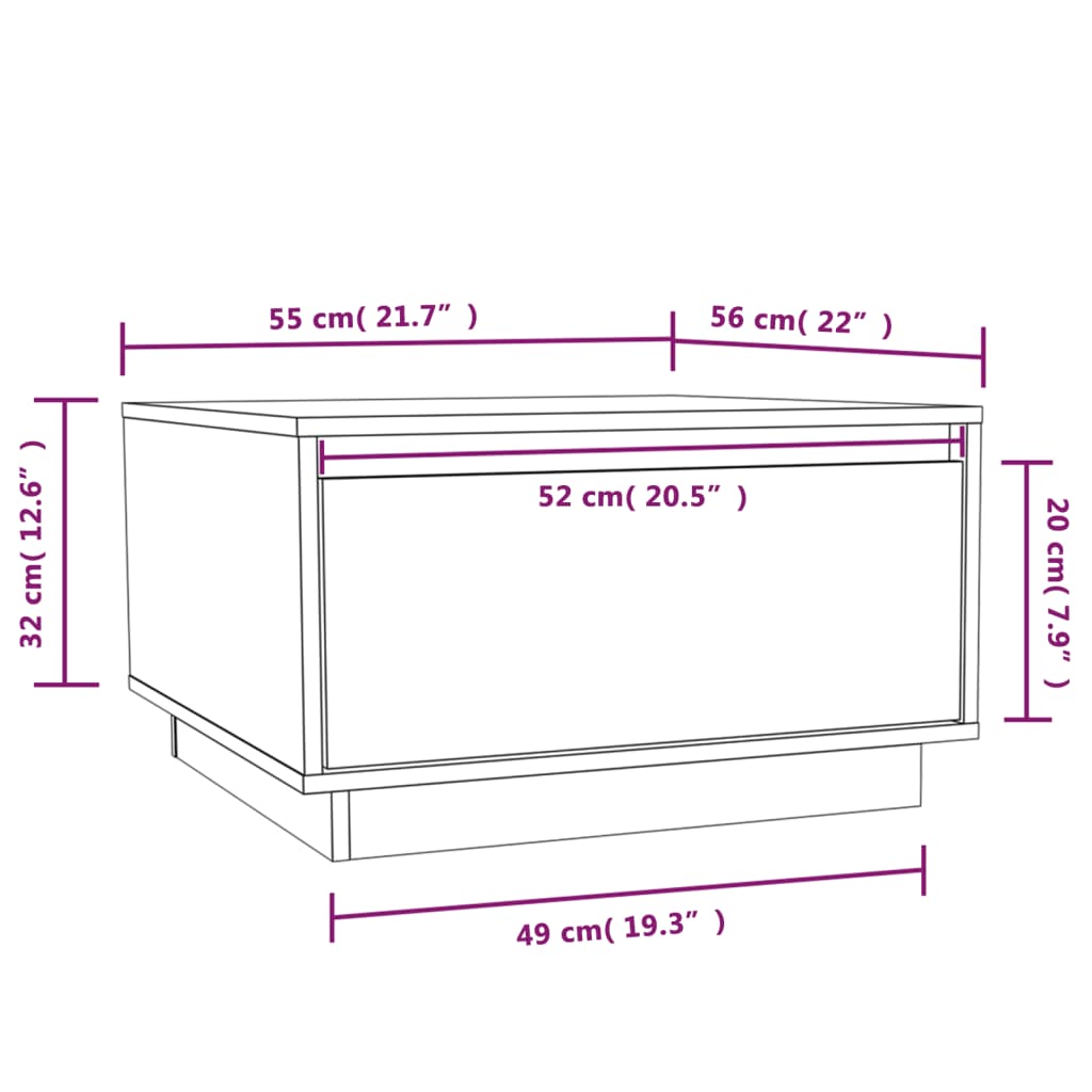 vidaXL Coffee Table Grey 55x56x32 cm Solid Wood Pine