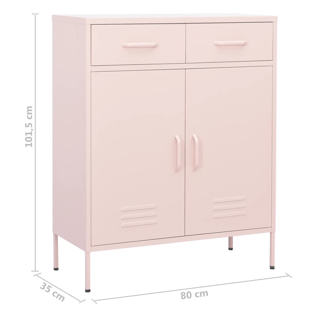 vidaXL Storage Cabinet Pink 80x35x101.5 cm Steel