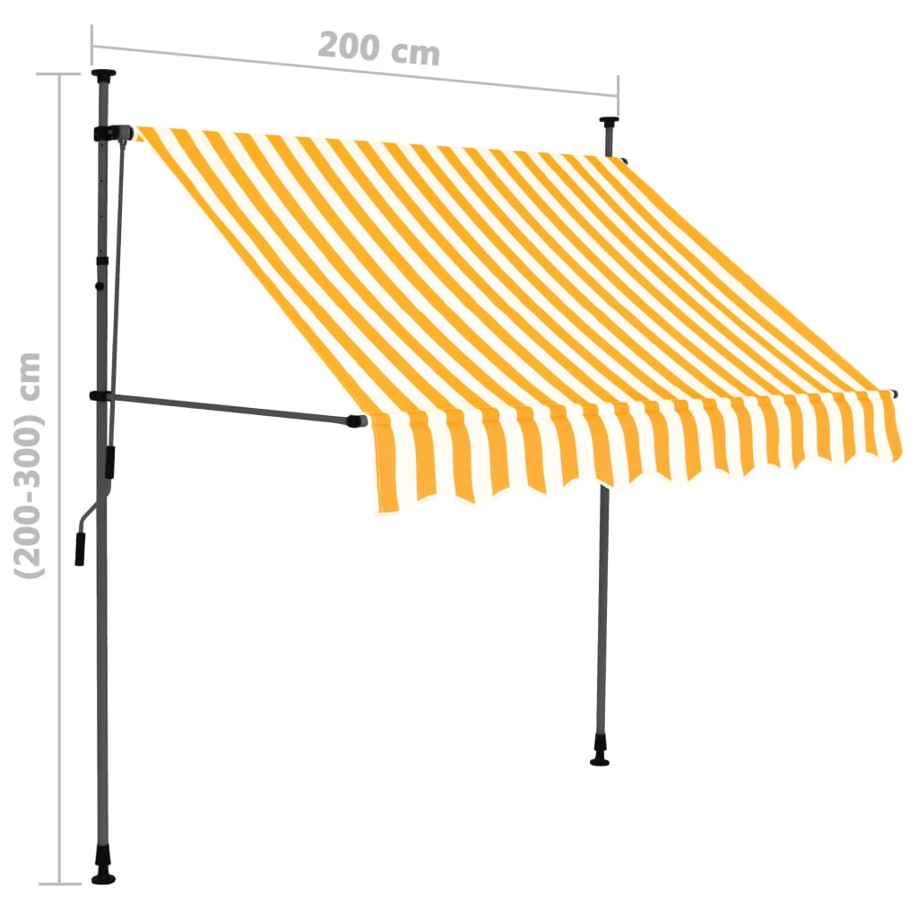 vidaXL Manual Retractable Awning with LED 200 cm White and Orange