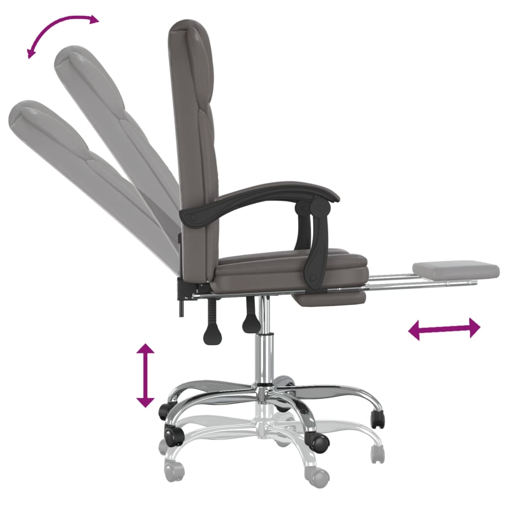 vidaXL Reclining Office Chair Grey Faux Leather