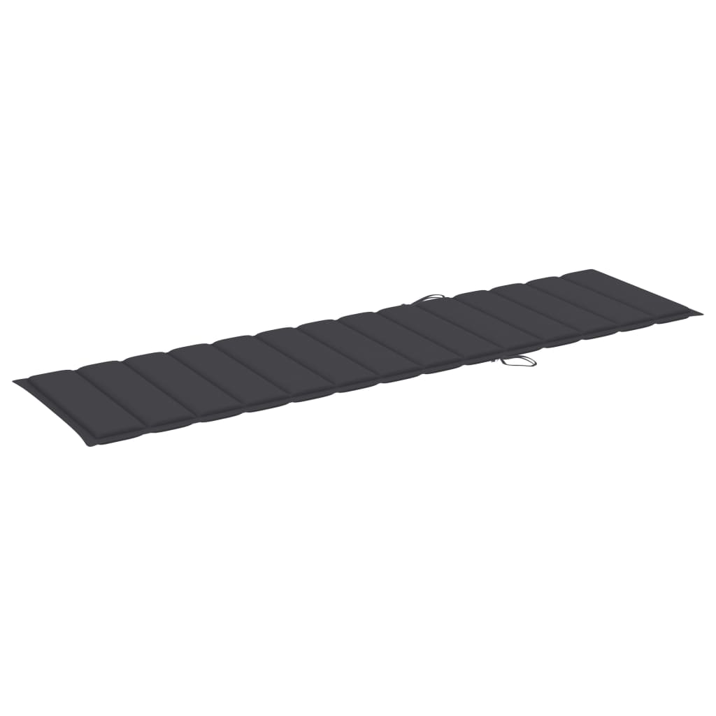 vidaXL Sun Lounger with Anthracite Cushion Solid Teak Wood