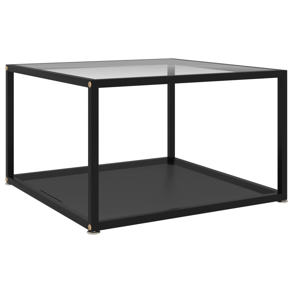 vidaXL Coffee Table Transparent and Black 60x60x35 cm Tempered Glass