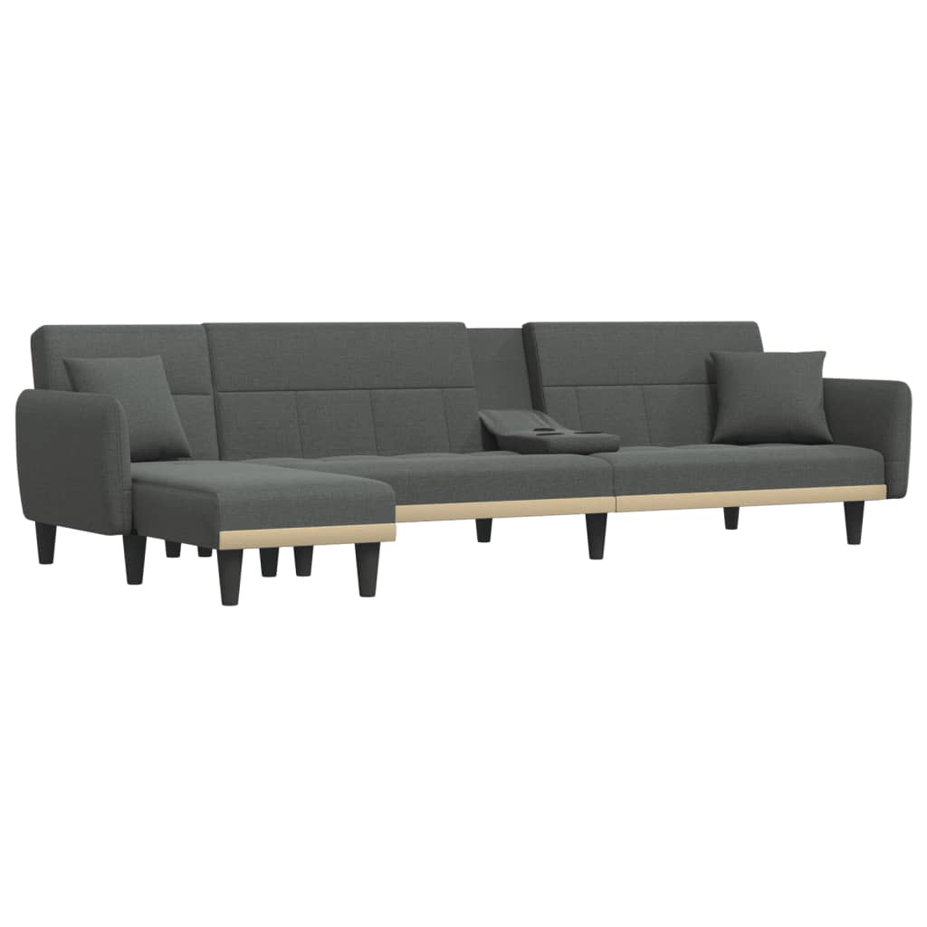 vidaXL L-shaped Sofa Bed Dark Grey 275x140x70 cm Fabric